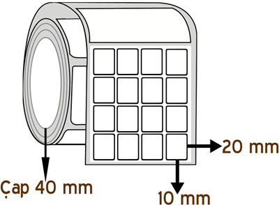 Vellum 10 mm x 20 mm YY 4'lü ÇAP 40 mm Barkod Etiketi ( 20 Rulodur )