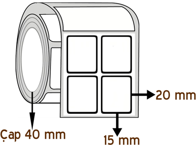 Vellum 15 mm x 20 mm YY 2'li ÇAP 40 mm Barkod Etiketi ( 20 Rulodur )