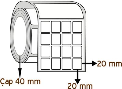 Opak PP 20 mm x 20 mm YY 4'lü ÇAP 40 mm Barkod Etiketi ( 10 Rulodur )