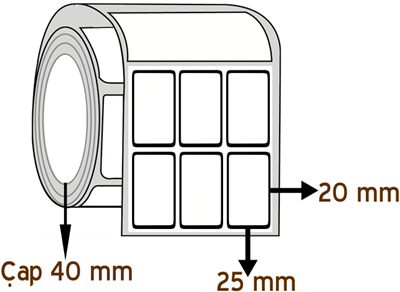 Silver Mat 25 mm x 20 mm YY 3'lü ÇAP 40 mm Barkod Etiketi ( 10 Rulodur )