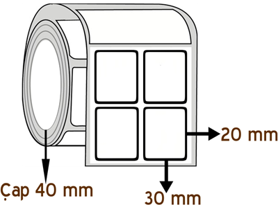 Lamine Termal 30 mm x 20 mm YY 2'li ÇAP 40 mm Barkod Etiketi ( 10 Rulodur )