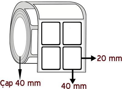 Silver Mat 40 mm x 20 mm YY 2'li ÇAP 40 mm Barkod Etiketi ( 10 Rulodur )