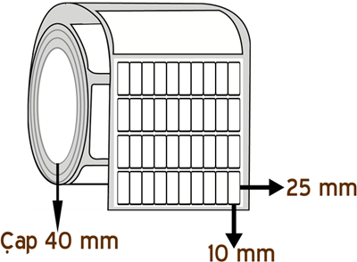 Vellum 10 mm x 25 mm YY 10'lu ÇAP 40 mm Barkod Etiketi ( 10 Rulodur )