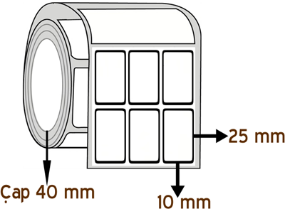 Vellum 10 mm x 25 mm YY 3'lü ÇAP 40 mm Barkod Etiketi ( 20 Rulodur )