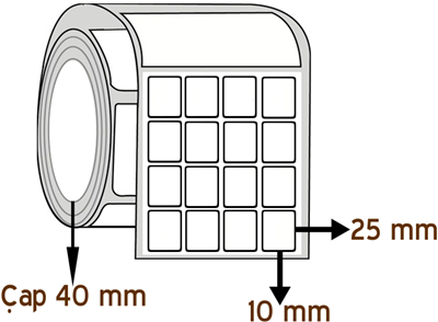 Silver Mat 10 mm x 25 mm YY 4'lü ÇAP 40 mm Barkod Etiketi ( 10 Rulodur )