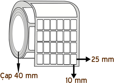 Silver Mat 10 mm x 25 mm YY 6'lı ÇAP 40 mm Barkod Etiketi ( 10 Rulodur )