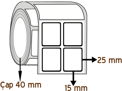 Silver Mat 15 mm x 25 mm YY 2'li ÇAP 40 mm Barkod Etiketi ( 10 Rulodur )