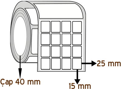 Opak PP 15 mm x 25 mm YY 4'lü ÇAP 40 mm Barkod Etiketi ( 10 Rulodur )