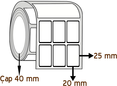 Vellum 20 mm x 25 mm YY 3'lü ÇAP 40 mm Barkod Etiketi ( 20 Rulodur )