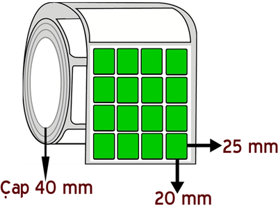 Yeşil Renkli 20 mm x 25 mm YY 4'lü ÇAP 40 mm Barkod Etiketi ( 10 Rulodur )