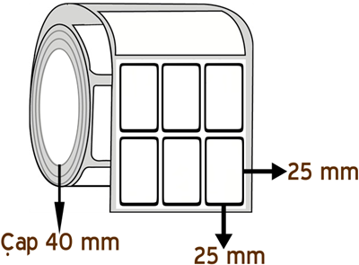 Lamine Termal 25 mm x 25 mm YY 3'lü ÇAP 40 mm Barkod Etiketi ( 10 Rulodur )