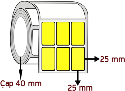 Sarı Renkli 25 mm x 25 mm YY 3'lü ÇAP 40 mm Barkod Etiketi ( 10 Rulodur )