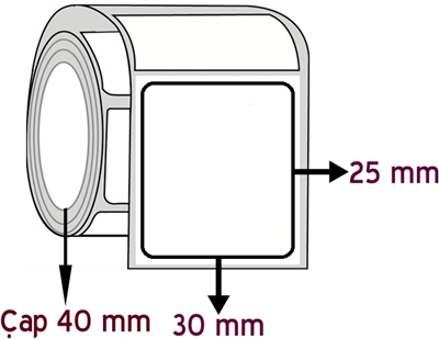 Dipfriz Lamine Termal 30 mm x 25 mm ÇAP 40 mm Barkod Etiketi ( 10 Rulodur )