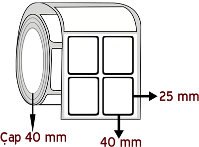 Opak PP 40 mm x 25 mm YY 2'li ÇAP 40 mm Barkod Etiketi ( 10 Rulodur )