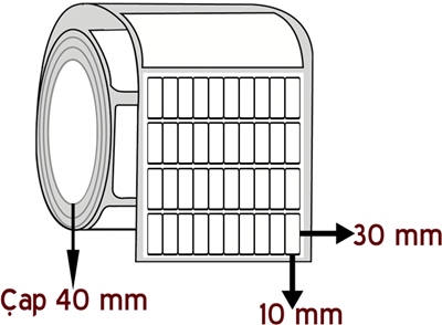 Lamine Termal 10 mm x 30 mm YY 10'lu ÇAP 40 mm Barkod Etiketi ( 10 Rulodur )