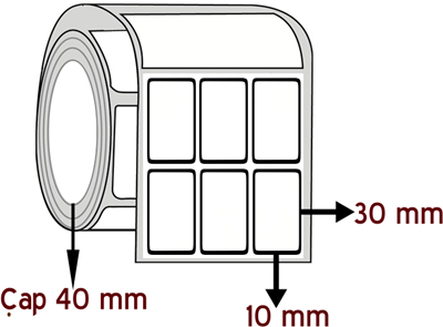 Lamine Termal 10 mm x 30 mm YY 3'lü ÇAP 40 mm Barkod Etiketi ( 20 Rulodur )