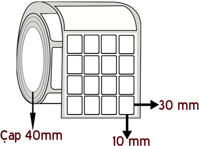 Kuşe 10 mm x 30 mm YY 4'lü ÇAP 40 mm Barkod Etiketi ( 20 Rulodur )