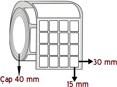 Opak PP 15 mm x 30 mm YY 4'lü ÇAP 40 mm Barkod Etiketi ( 10 Rulodur )