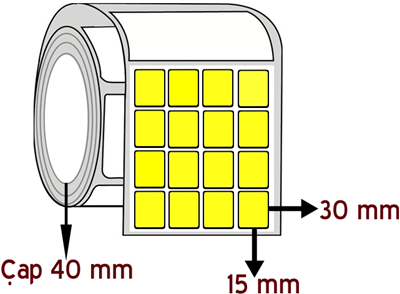 Sarı Renkli 15 mm x 30 mm YY 4'lü ÇAP 40 mm Barkod Etiketi ( 10 Rulodur )
