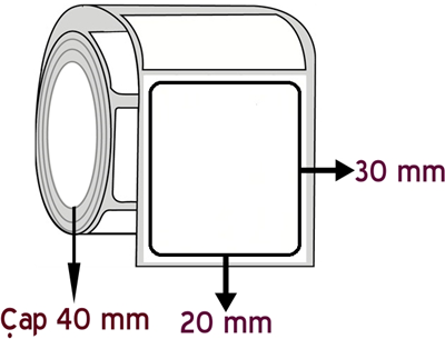 Eko Termal 20 mm x 30 mm ÇAP 40 mm Barkod Etiketi ( 30 Rulodur )