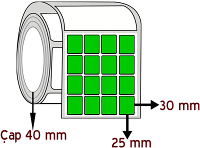 Yeşil Renkli 25 mm x 30 mm YY 4'lü ÇAP 40 mm Barkod Etiketi ( 10 Rulodur )