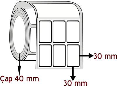 Lamine Termal 30 mm x 30 mm YY 3'lü ÇAP 40 mm Barkod Etiketi ( 10 Rulodur )