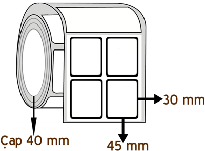 Lamine Termal 45 mm x 30 mm YY 2'li ÇAP 40 mm Barkod Etiketi ( 10 Rulodur )