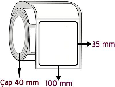 Termal Nonperm 100 mm x 35 mm ÇAP 40 mm Barkod Etiketi ( 10 Rulodur )