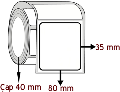 Lamine Termal 80 mm x 35 mm ÇAP 40 mm Barkod Etiketi ( 10 Rulodur )