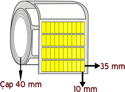 Sarı Renkli 10 mm x 35 mm YY 10'lu ÇAP 40 mm Barkod Etiketi ( 10 Rulodur )