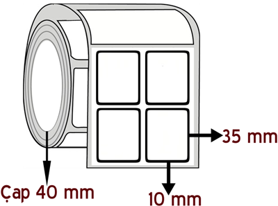 Silver Mat 10 mm x 35 mm YY 2'li ÇAP 40 mm Barkod Etiketi ( 10 Rulodur )