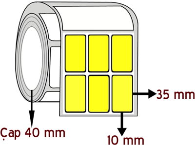 Sarı Renkli 10 mm x 35 mm YY 3'lü ÇAP 40 mm Barkod Etiketi ( 10 Rulodur )