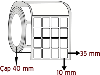 Opak PP 10 mm x 35 mm YY 4'lü ÇAP 40 mm Barkod Etiketi ( 10 Rulodur )