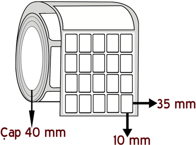 Kuşe 10 mm x 35 mm YY 5'li ÇAP 40 mm Barkod Etiketi ( 10 Rulodur )