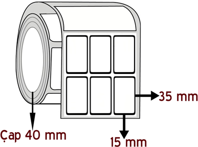 Opak PP 15 mm x 35 mm YY 3'lü ÇAP 40 mm Barkod Etiketi ( 10 Rulodur )