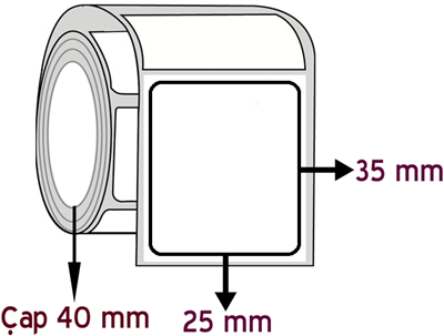 Vellum 25 mm x 35 mm ÇAP 40 mm Barkod Etiketi ( 30 Rulodur )