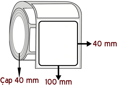 Silver Mat 100 mm x 40 mm ÇAP 40 mm Barkod Etiketi ( 10 Rulodur )