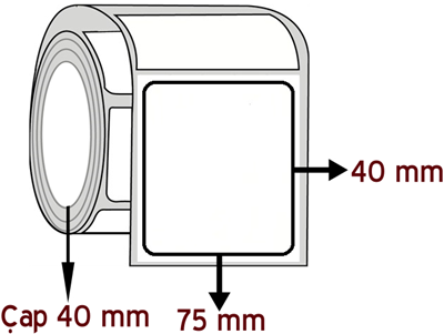 Silver Mat 75 mm x 40 mm ÇAP 40 mm Barkod Etiketi ( 10 Rulodur )