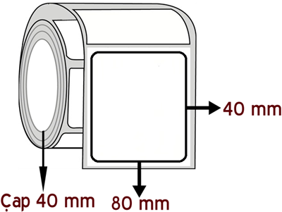 Kuşe 80 mm x 40 mm ÇAP 40 mm Barkod Etiketi ( 10 Rulodur )