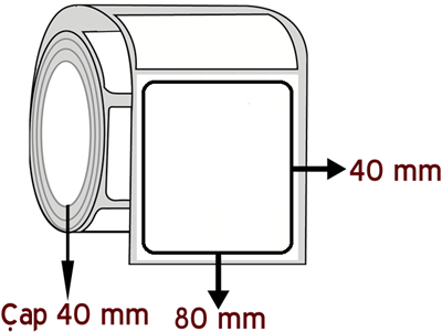 Opak PP 80 mm x 40 mm ÇAP 40 mm Barkod Etiketi ( 10 Rulodur )