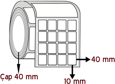 Opak PP 10 mm x 40 mm YY 4'lü ÇAP 40 mm Barkod Etiketi ( 10 Rulodur )