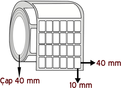 Opak PP 10 mm x 40 mm YY 6'lı ÇAP 40 mm Barkod Etiketi ( 10 Rulodur )