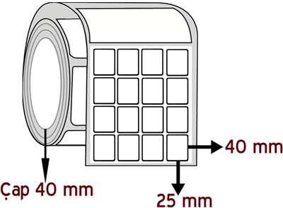 Lamine Termal 25 mm x 40 mm YY 4'lü ÇAP 40 mm Barkod Etiketi ( 10 Rulodur )