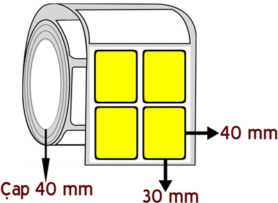 Sarı Renkli 30 mm x 40 mm YY 2'li ÇAP 40 mm Barkod Etiketi ( 10 Rulodur )