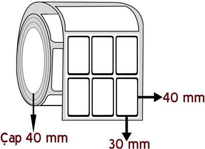 Lamine Termal 30 mm x 40 mm YY 3'lü ÇAP 40 mm Barkod Etiketi ( 10 Rulodur )