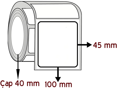 Kuşe 100 mm x 45 mm ÇAP 40 mm Barkod Etiketi ( 10 Rulodur )