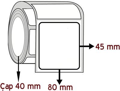 Kuşe 80 mm x 45 mm ÇAP 40 mm Barkod Etiketi ( 10 Rulodur )