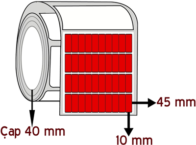 Kırmızı Renkli 10 mm x 45 mm YY 10'lu ÇAP 40 mm Barkod Etiketi ( 10 Rulodur )