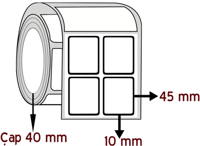 Silver Mat 10 mm x 45 mm YY 2'li ÇAP 40 mm Barkod Etiketi ( 10 Rulodur )