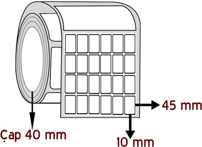 Vellum 10 mm x 45 mm YY 6'lı ÇAP 40 mm Barkod Etiketi ( 10 Rulodur )